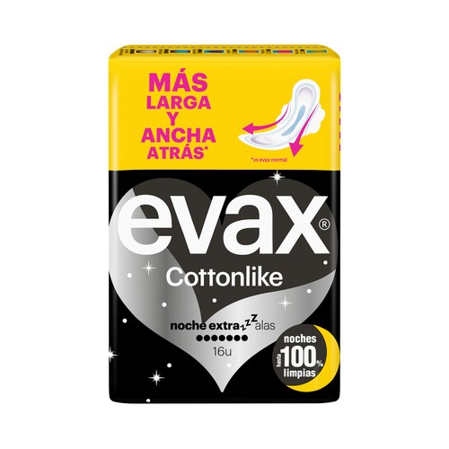 EVAX Compresas de noche extra con alas EVAX Cottonlike 16 uds.