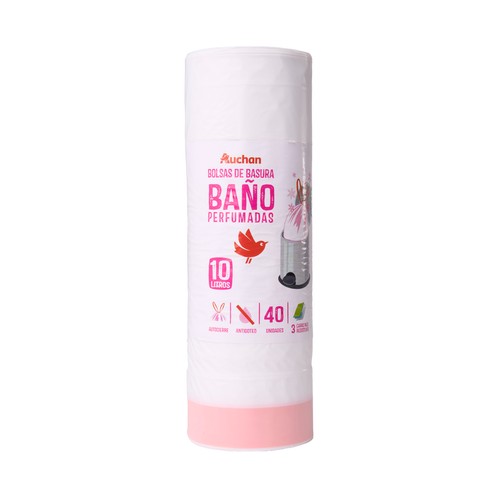 Bolsas de basura blanca, con autocierre especial baño capacidad 10 litros 45 x 47 cm. PRODUCTO ALCAMPO 40 uds.