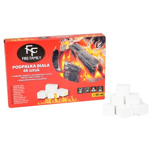 Pack de 48 pastillas de encendido para chimeneas, hogueras o estufas, FIRE FAMILY.