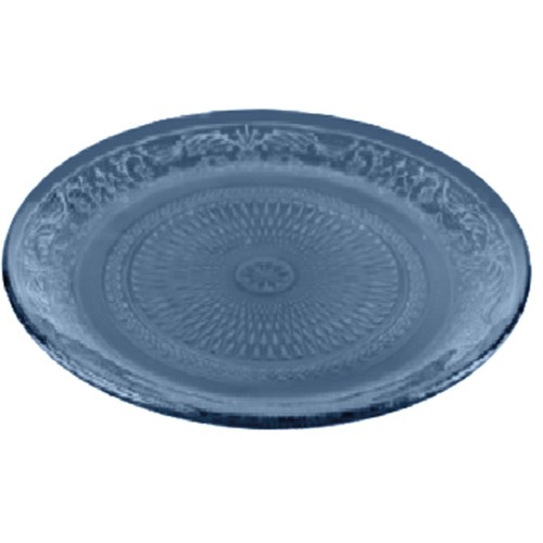 Plato postre 20cm vidrio relieve color azul oscuro. ACTUEL