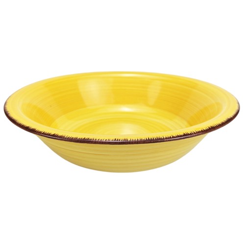 Ensaladera 23cm gres espiral color amarillo. ACTUEL