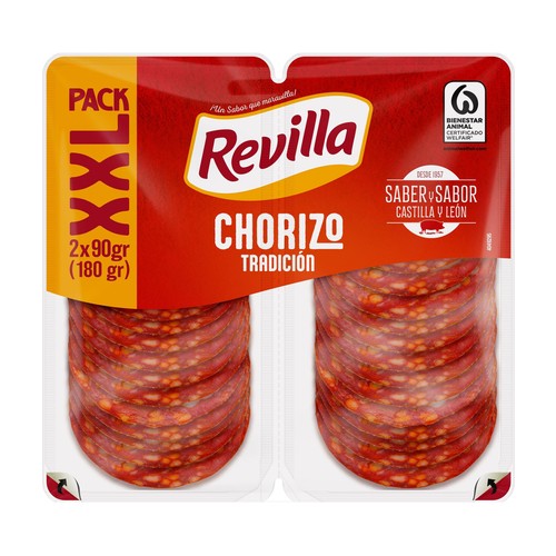 REVILLA Chorizo tradicional cortado en lonchas 2 x 90 g.