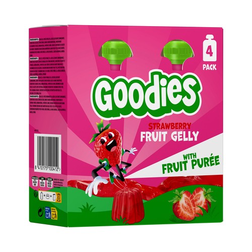 GOODIES Bolsitas (pouch) de gelatina de fresa, a partir de 6 meses 4 x 100 g.