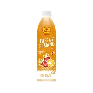 REINA Yogur líquido para beber con sabor a fresa y plátano 1,5 l.