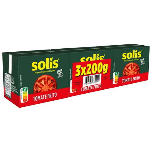 SOLÍS Tomate frito, sabor 100% natural 3 x 200 g.