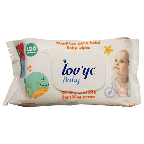 LOV´YC Baby sensitive Toallitas húmedas para bebé con crema sensible 120 uds.