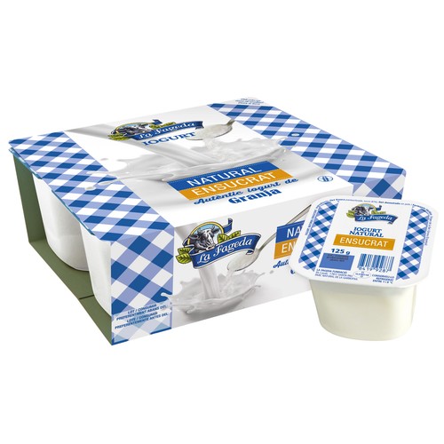 LA FAGEDA Yogur natural azucarado elaborado sin gluten 4 x 125 g.
