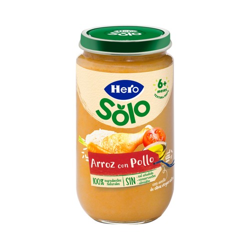 HERO Solo Tarrito de arroz con pollo (textura suave) a partir de 6 meses 235 g.