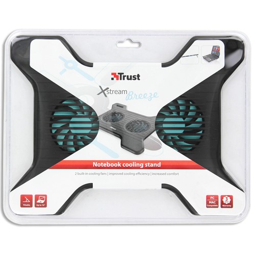 Base refrigeradora PC TRUST XSTREAM BREEZE Negra, 2 ventiladores, conexión Usb, para portátiles de hasta 15,6".