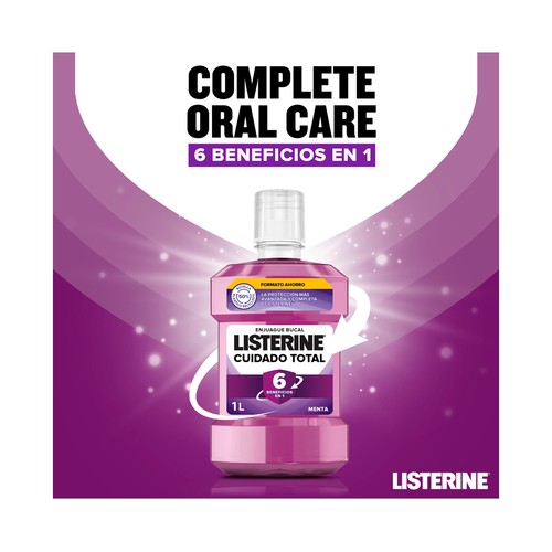 LISTERINE Cuidado total Enjuague bucal de uso diario con sabor a menta  2 x 1 l.