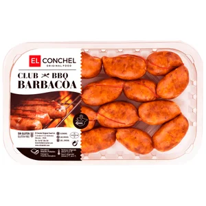 Bandeja con chorizos picantes de pincho,, elaborados sin gluten en España EL CONCHEL