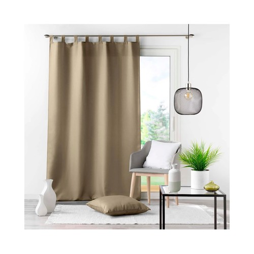 Cortina lisa de lino con trabillas, 100% poliéster 140 x 260 cm., ESSENTIAL.