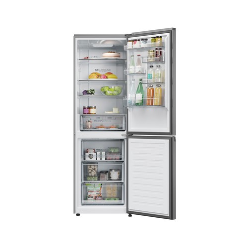 Frigorífico combi 185cm HAIER HDPR1618CNPK INOX, NO FROST, clasificación energética: C, H: 185cm, A: 59,5cm, F: 66,7cm, capacidad total: 355L.