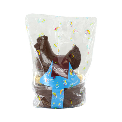 Figura de gallina de chocolate con leche más 7 huevos de Pascua PRODUCTO ECONÓMICO ALCAMPO 250 g. 