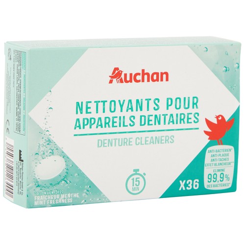 PRODUCTO ALCAMPO Limpiador de prótesis dentales 4 en 1 con sabor menta fresca 36 uds.