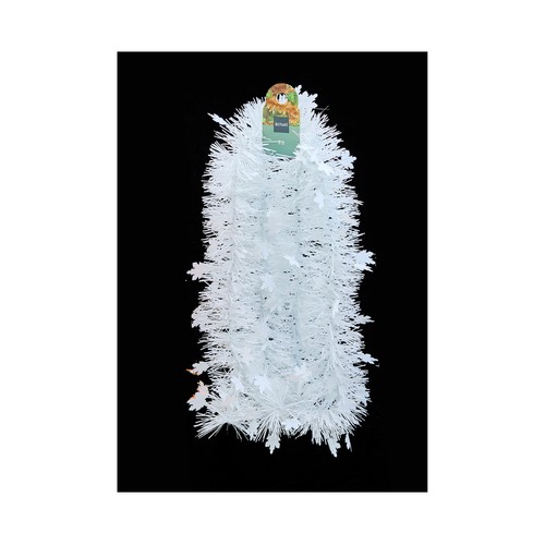 Espumillón color Blanco con Hoja de Arce ideal para decoración y Árbol de Navidad, 2mx10cm, ACTUEL