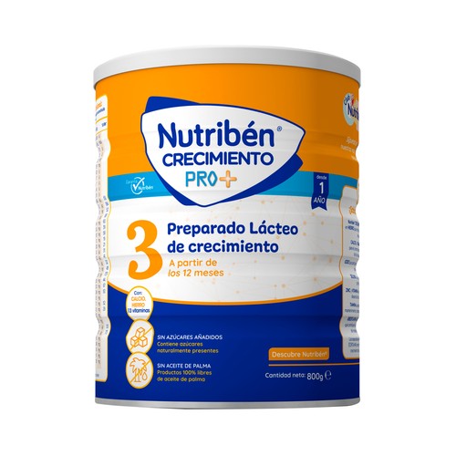 NUTRIBÉN Pro + Preparado lácteo (3) de crecimiento a partir de 12 meses 800 g.