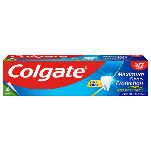 COLGATE Protección caries Pasta de dientes con flúor, calcio y protección contra las caries, sabor tradicional.