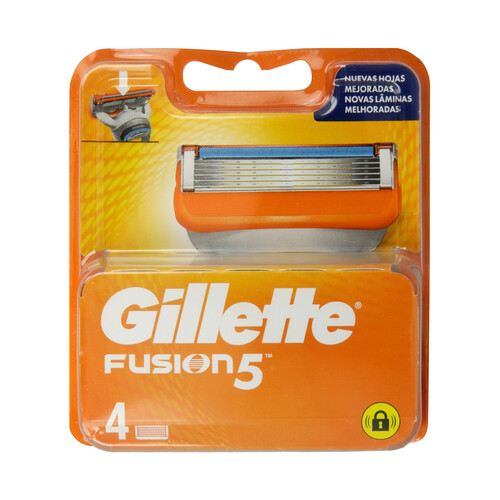 GILLETTE Recambio de cuchillas de cinco hojas para maquinilla de afeitar GILLETTE Fusion 5 4 uds.