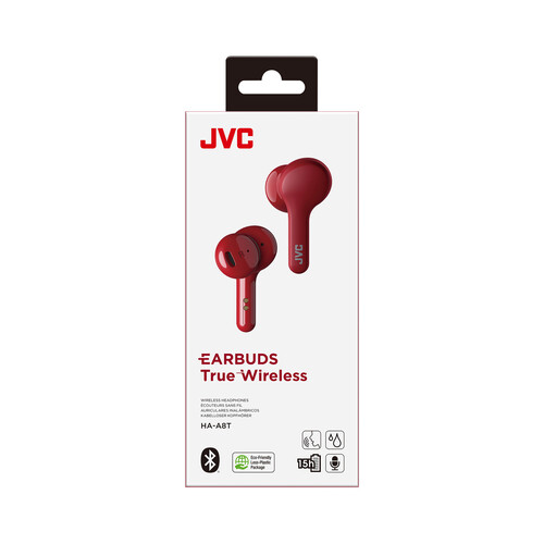 Auriculares Bluetooth JVC HA-A8T-R estuche de carga, color rojo.