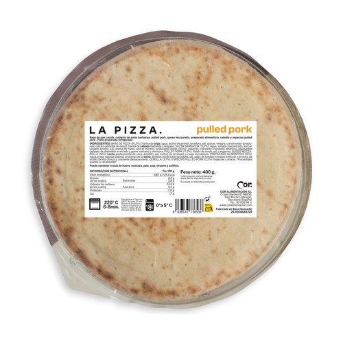 DEORO Pizza fresca de pulled pork 400 g.