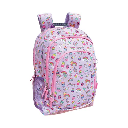 Mochila grande con 3 cremalleras 13x29x43 cm Rainbow Smile. MITOS