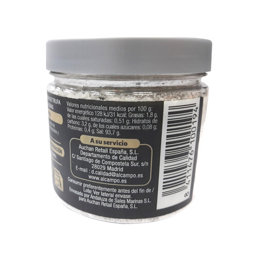 ALCAMPO GOURMET Sal marina aroma de trufa y aceituna negra ALCAMPO GOURMET 200 g