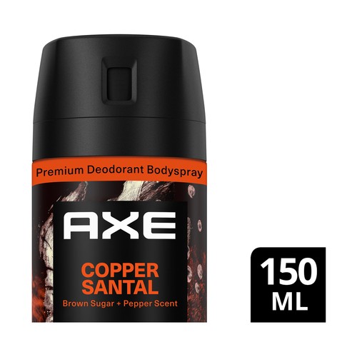AXE Copper santal Desodorante en spray para hombre, hasta 72 horas de frescor 150 ml.