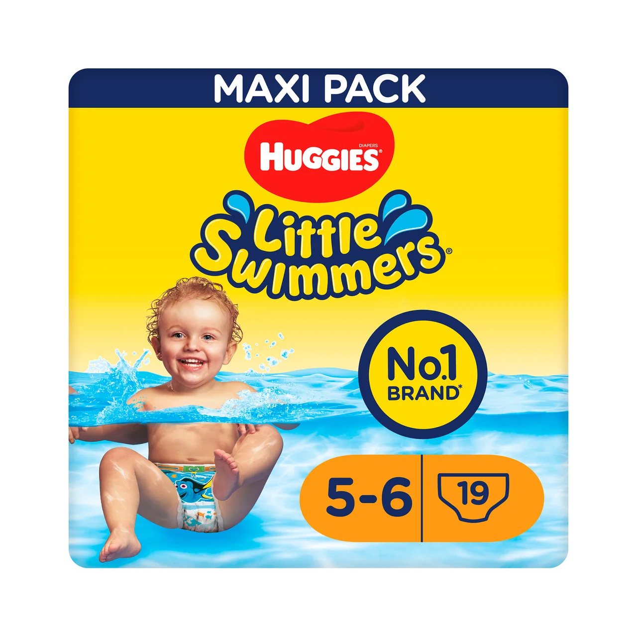 HUGGIES Pañales bañador unisex (bañador desechable) talla 5 - 6, para niños de 12 a 18 kilos HUGGIES Little swimmers 19 uds.