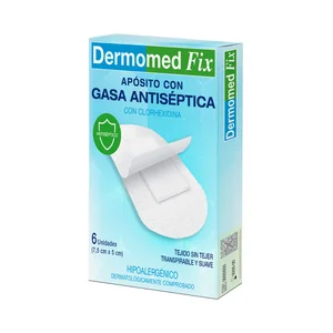 DERMOMED Fix Apósitos hipoalergénicos con gasa antiséptica de 7.5 x 5 cm. 6 uds.