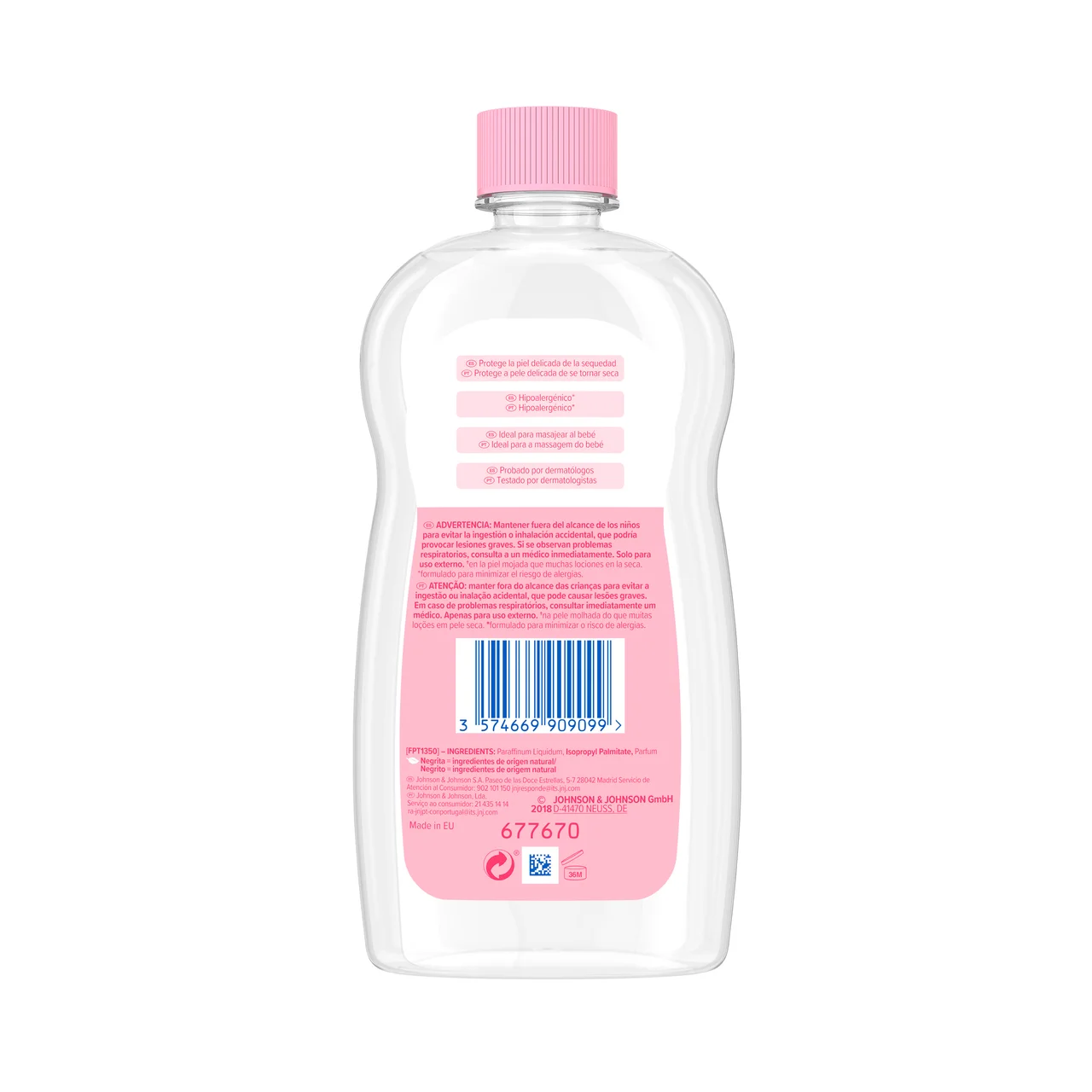 JOHNSON"S Aceite corporal hidratante e hipoalergénico, para toda la familia 500 ml.
