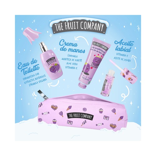 THE FRUIT COMPANY Neceser para mujer con colonia, aceite labial y crema de manos, con aroma a moras.