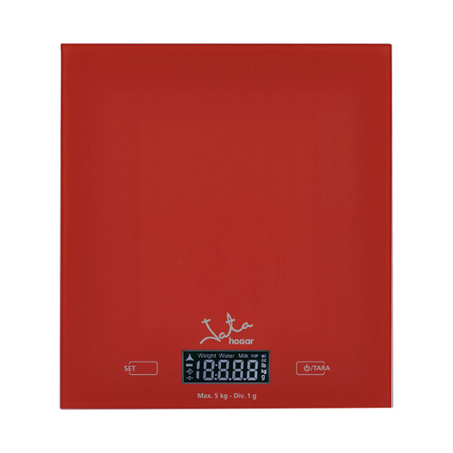 Báscula de cocina de precisión con 5kg de peso máximo, modelo 729 color rojo JATA.