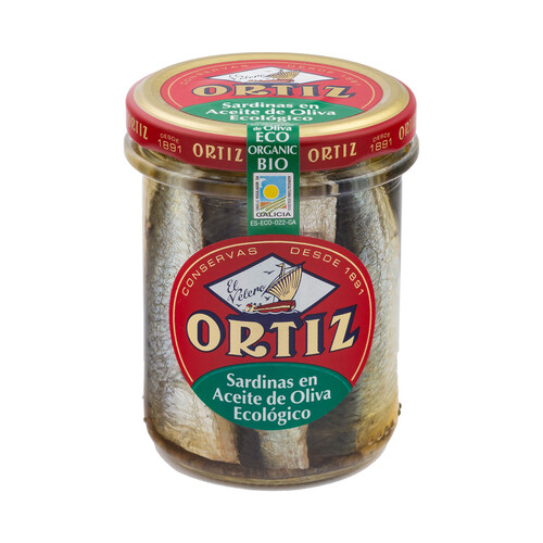 Sardinas en aceite de oliva ecológico ORTIZ 140 g.