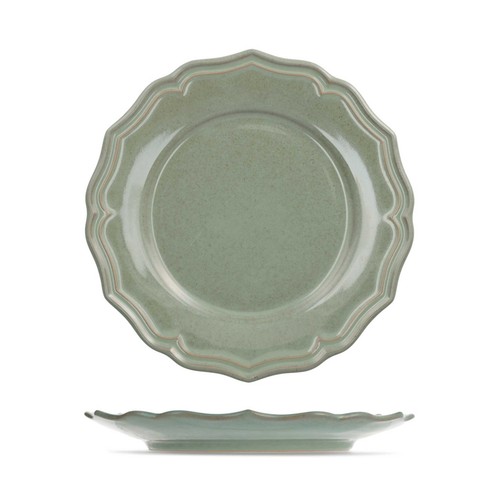Plato postre 23cm stoneware, modelo Sinfonía verde. H&H