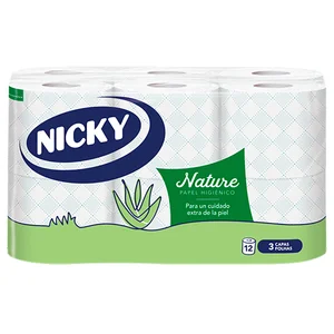 NICKY Nature Papel higiénico de 3 capas con aloe vera 12 rollos