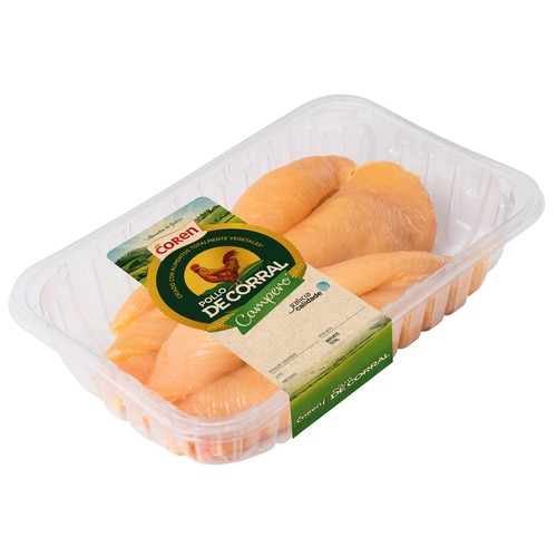 COREN Pechuga de pollo de corral fileteada (campero) Bandeja