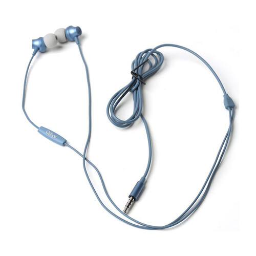 Auriculares tipo botón QILIVE Q1335 con cable, micrófono, color azul.