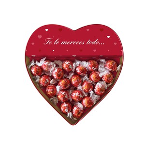 Imagen de LINDT Lindor Bombones de chocolate con leche, caja forma corazón, 250 g.