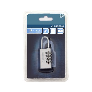 Imagen de Candado de latón 20mm. 4 discos de combinación reprogramables ARREGUI.