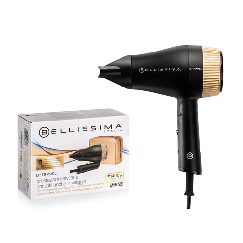 Secador de pelo portátil de viaje, 2 velocidades, 1400W,  BELLISSIMA