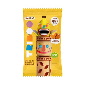 SMILEAT Tribbo Snack (de formas divertidas) de plátano y manzana ecológicos 25 g.