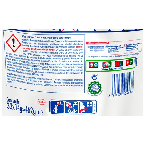 WIPP EXPRESS Power Detergente en cápsulas para lavadora 33 lav.