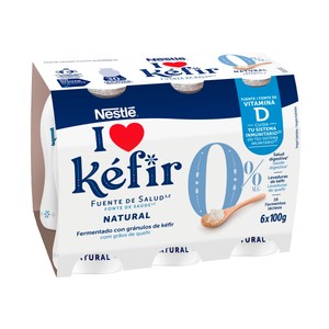 Imagen de NESTLÉ Kefir líquido natural desnatado (0% materia grasa), elaborado con fermentos lácteos y levaduras de 6 x 100 g.