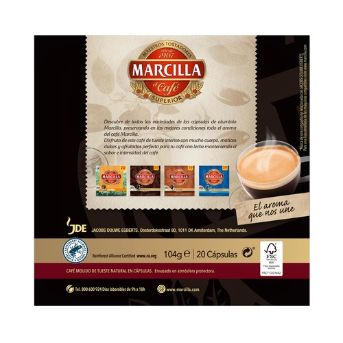 MARCILLA Café en cápsulas extraintenso I13, 20 uds.