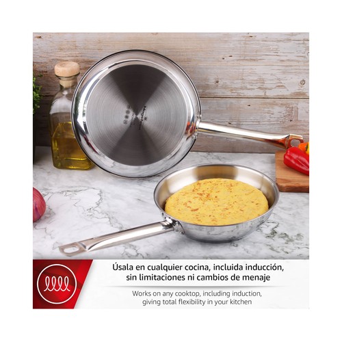 Sartén Ecosteel de 20 cm, de acero inoxidable sin antiadherente, MAGEFESA