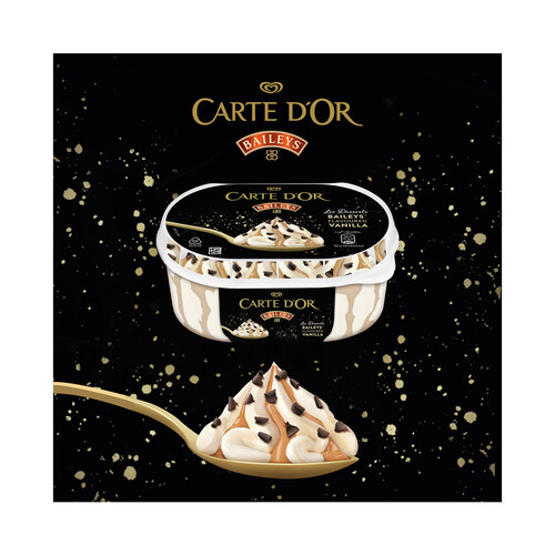 CARTE D'OR Tarrina de helado de vainilla con sabor a Baileys, con salsa de caramelo y trocitos de chocolate CARTE D´OR Les desserts 900 ml.