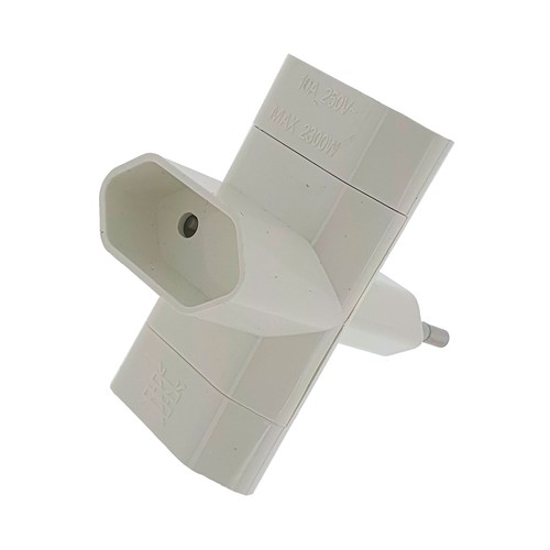 Adaptador frontal lateral 3 tomas planas 10A, color blanco. OSCA CONNECT
