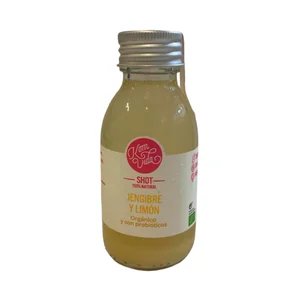 KOMVIDA Kombucha ecológica con probióticos sabor jenjibre y limón  botella 100 ml.
