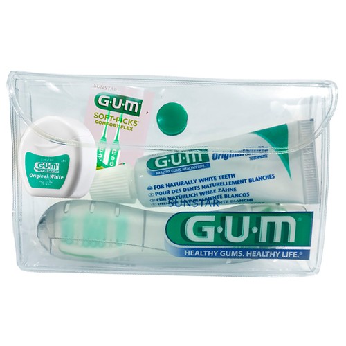 GUM Kit de viaje con acción blanqueante y sabor a menta GUM.